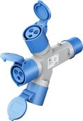 Adattatore CEE blu da campeggio con spina 16A e 3 prese CEE 230V IP44 4040849762376 76237 F1084