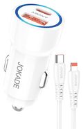 Alimentatore caricabatterie da auto USB/Type-c con cavo Lightning 90W 20V/3A bianco JH048