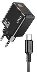 Caricatore USB Type-C USB 5V/2.4A 12W nero KSC-1236