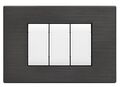 Placca tecnopolimero spazzolato 3 posti antracite compatibile Living International EL061 0793541336553