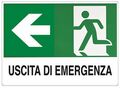 Cartello segnaletico uscita di emergenza con freccia a sinistra 30x20cm 8028814459597 WB1927