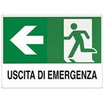 Cartello segnaletico uscita di emergenza con freccia a sinistra 30x20cm 8028814459597 WB1927