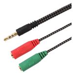 Adattatore audio telato 20cm 1x jack 3.5mm maschio 2x jack 3.5mm femmina microfono-cuffie
 A1609