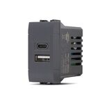 Doppia presa USB USB A - USB tipo C 5V 2.4A nero compatibile Living International 0793541338212 833N EL4195