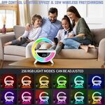 Lampada LED RGB Orologio/Radio FM/Bluetooth/AUX/scheda SD e ricarica wireless BT 3401 WB266