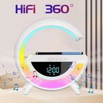 Lampada LED RGB Orologio/Radio FM/Bluetooth/AUX/scheda SD e ricarica wireless BT 3401 WB266