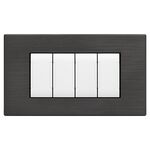 Placca in tecnopolimero spazzolato antracite 4 posti compatibile Living International EL067 0793541336690