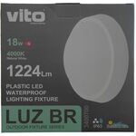 Plafoniera LED per esterno 18W 1224Lm luce naturale IP65 Φ220x99mm Vito 6970233837428 3400700 EL219
