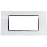 Placca in vetro bianco 4 posti compatibile Living International 6970597468412 8004bl EL1038