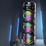 Cassa acustica portatile con tracolla 3x8" 40W Luce LED Bluetooth/Radio/USB KK-8301Cassa acustica portatile con tracolla 3x8" 40W Luce LED Bluetooth/Radio/USB KK-8301