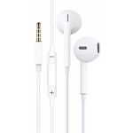 Cuffie auricolari con microfono 1.2m jack audio 3.5mm bianche JD008 F2420