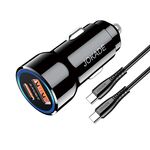 Alimentatore caricabatterie da auto USB/Type-c con cavo Type-C 90W 20V/3A nero JH048