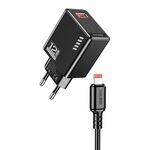 Caricabatterie a porta singola USB-A: 5V/2.4A 12W tipo Lightning EU nero KSC-1236