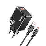 Caricabatterie a porta singola USB-A: 5V/2.4A 12W tipo Lightning EU nero KSC-1236