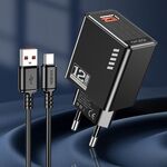 Caricatore USB Type-C USB 5V/2.4A 12W nero KSC-1236