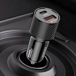 Caricabatterie da auto USB/USB type C ricarica rapida nero KSC-677 F2840