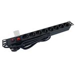 Multipresa 8 posti Schuko per armadio rack 19" con interruttore luminoso E6000