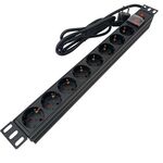 Multipresa 8 posti Schuko per armadio rack 19" con interruttore luminoso E6000