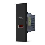 Doppia presa caricabatteria USB A e USB C 5V 2,4A nero linea ZEN  N233N 0793541341670 08850