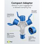 Adattatore CEE blu da campeggio con spina 16A e 3 prese CEE 230V IP44 4040849762376 76237 F1084