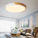 Plafoniera LED rotonda da soffitto effetto legno 40 cm bianca 24W 3CCT EDA002470203G 8055598010322 E9203