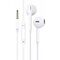 Cuffie auricolari con microfono 1.2m jack audio 3.5mm bianche JD008 F2420